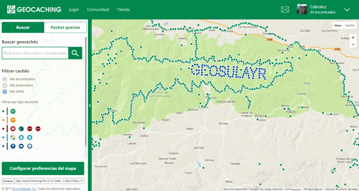 sierra nevada y geocaching